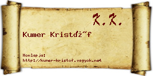 Kumer Kristóf névjegykártya